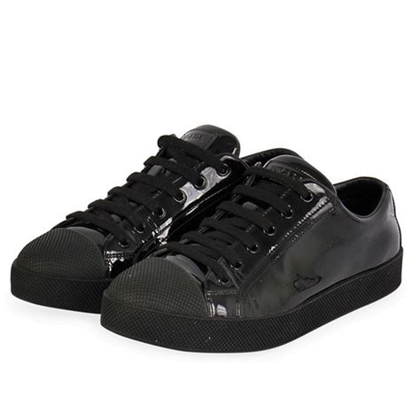 black prada patent leather sneakers